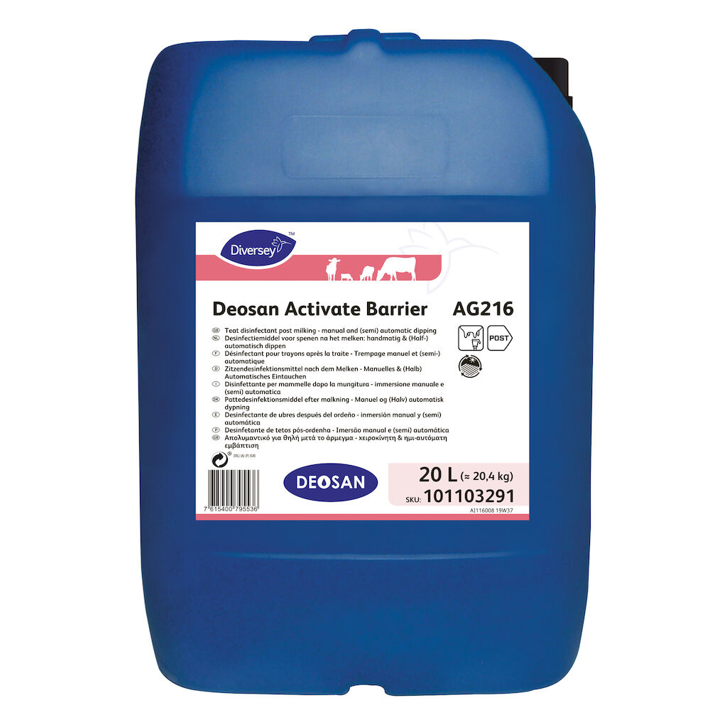 Deosan Activate Barrier AG216 20L - Desinfectiemiddel voor spenen na het melken: handmatig & (Half-) automatisch dippen